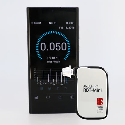 AlcoLimit® RBT Mini Bluetooth Breathalyser - AS3547 Certified Alcohol Fuel Cell Sensor