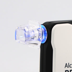 rbt mini smartphone breathalyser mouthpiece inserted into the breathalyser
